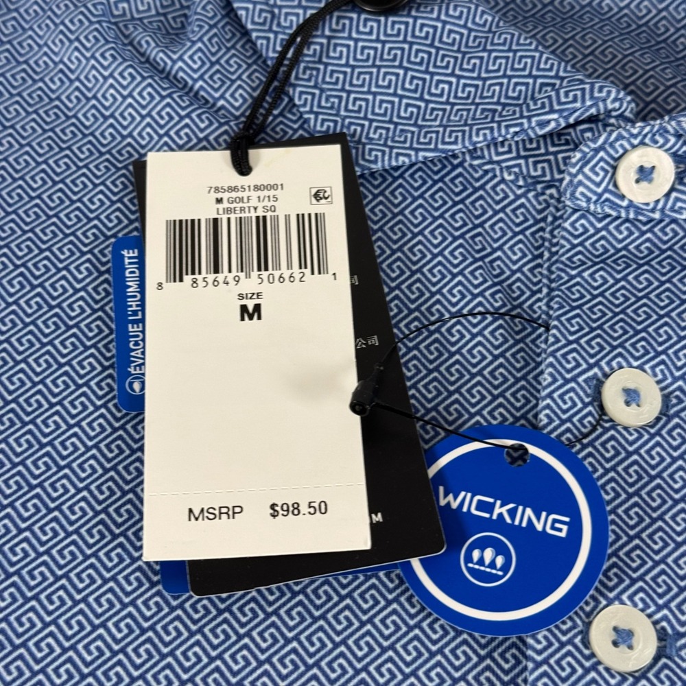 NWT RLX Ralph Lauren Men's Size M Blue Greek Key Performance Golf Polo Shirt - Picture 8 of 12